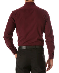 Leo Burgundy Mens Slim Fit Cotton Shirt - Ferrecci USA 