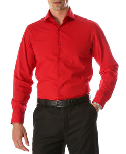 Leo Red Mens Slim Fit Cotton Shirt - Ferrecci USA 