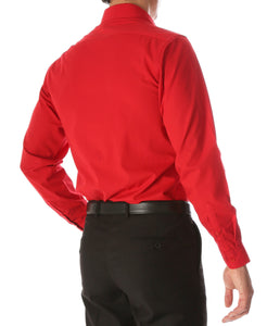 Leo Red Mens Slim Fit Cotton Shirt - Ferrecci USA 