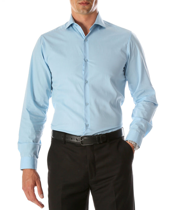 Leo Sky Blue Mens Slim Fit Cotton Shirt - Ferrecci USA 