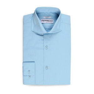 Leo Sky Blue Mens Slim Fit Cotton Shirt - Ferrecci USA 