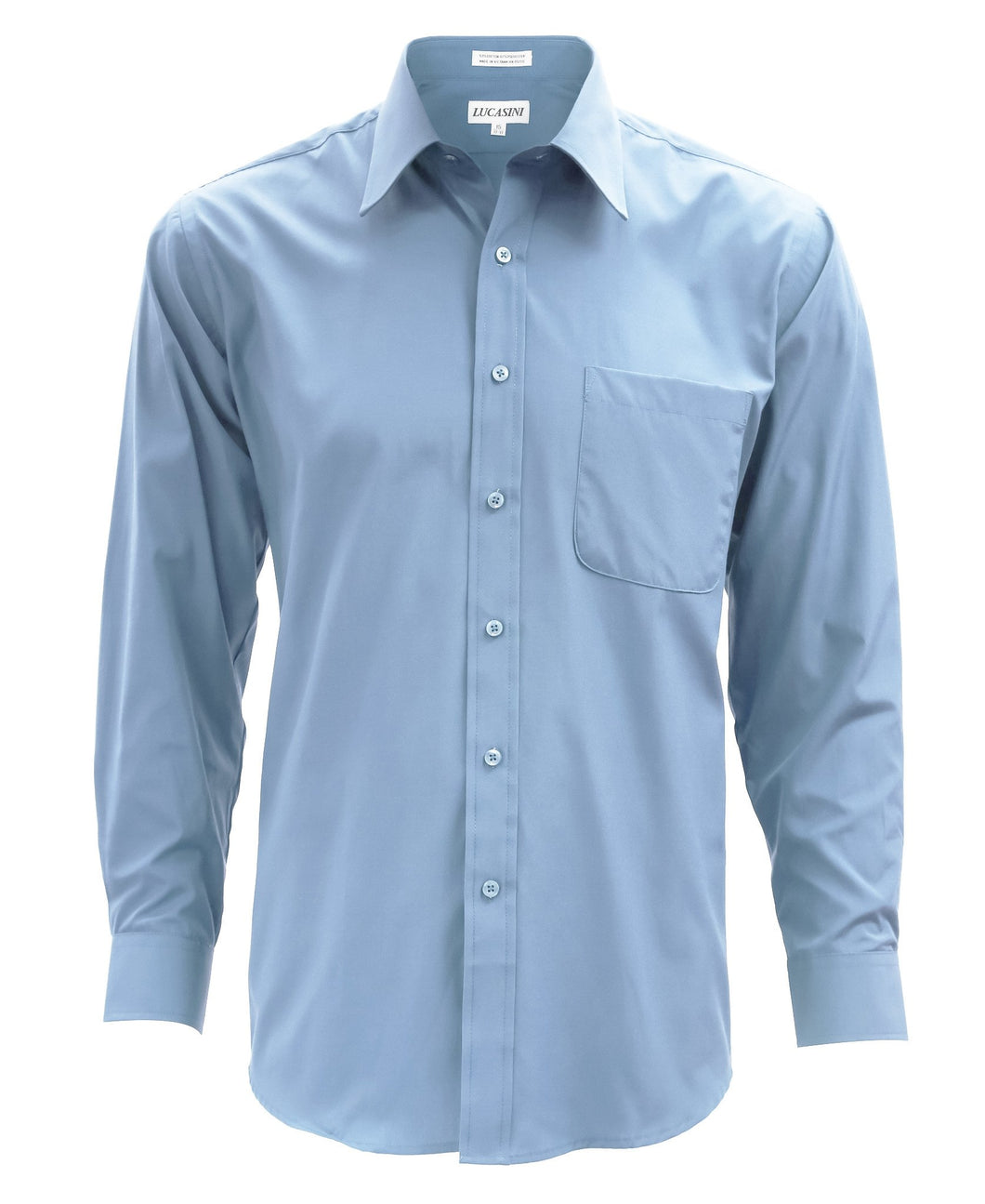 Lucasini Mens Light Blue Regular Fit 300 Series Dress Shirt - Ferrecci USA 