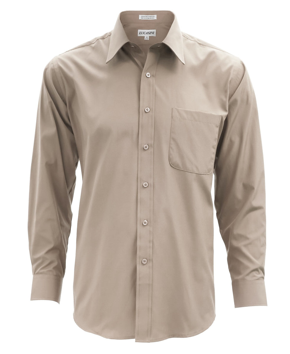 Lucasini Mens Tan Regular Fit 300 Series Dress Shirt – Suit Studio