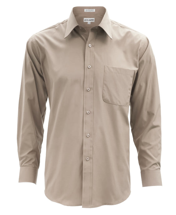 Lucasini Mens Tan Regular Fit 300 Series Dress Shirt - Ferrecci USA 