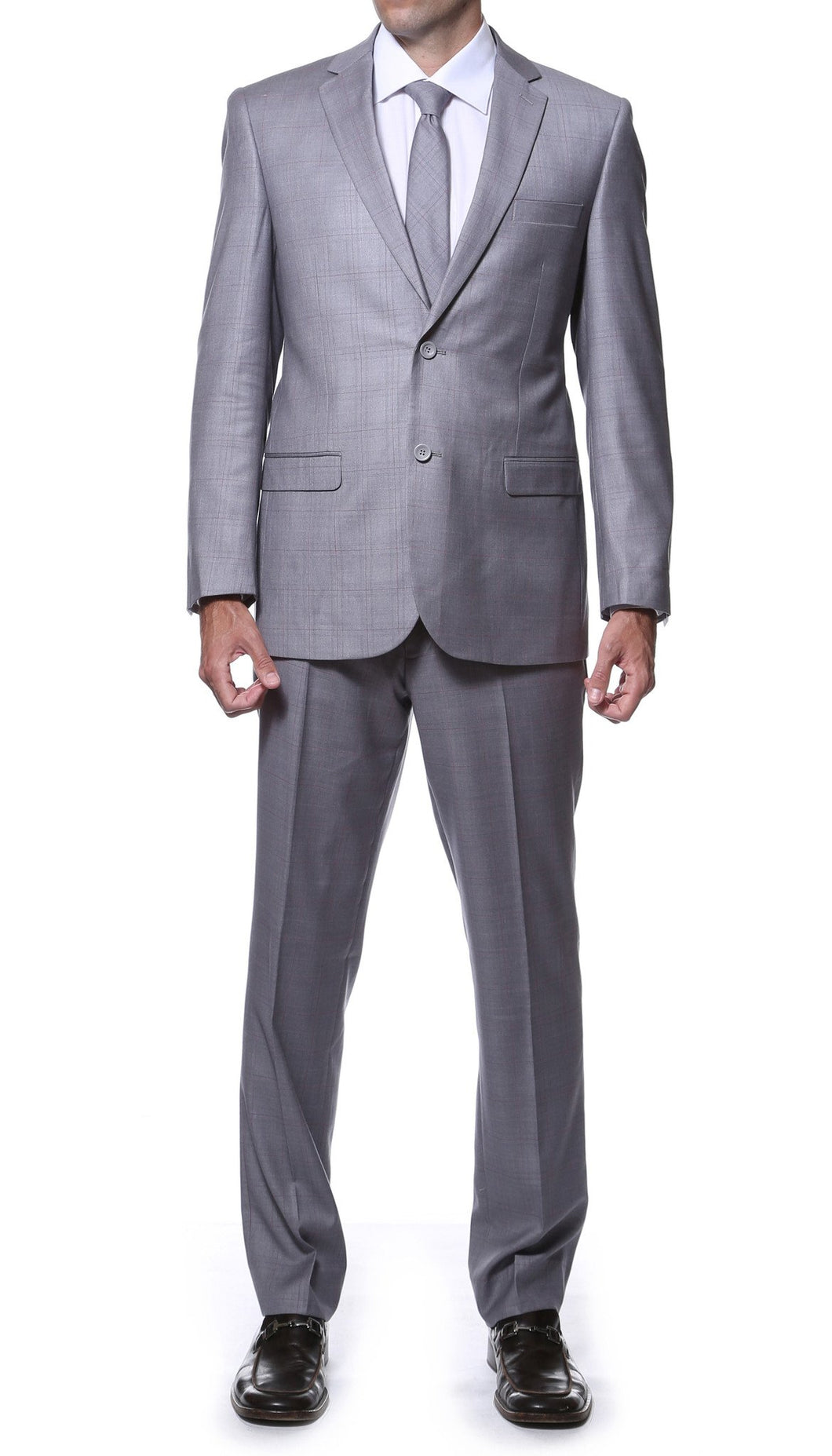 Lincoln Grey 2 Piece Slim Fit Plaid Suit - Ferrecci USA 