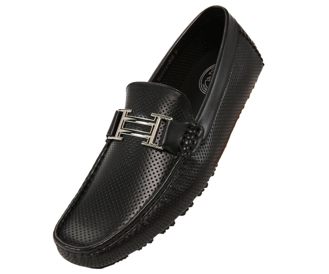 Men's Black Perforated Smooth Driving  Moccasin/Loafers Shoes