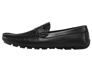 Men's Black Perforated Smooth Driving  Moccasin/Loafers Shoes