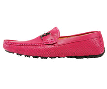 Load image into Gallery viewer, Men&#39;s Fuchsia Perforated Smooth Driving  Moccasin/Loafers Shoes
