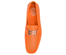 Load image into Gallery viewer, Men&#39;s Orange Perforated Smooth Driving  Moccasin/Loafers Shoes
