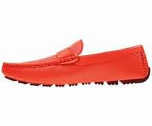 Load image into Gallery viewer, Men&#39;s Red Perforated Smooth Driving  Moccasin/Loafers Shoes
