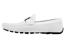 Load image into Gallery viewer, Men&#39;s White Perforated Smooth Driving  Moccasin/Loafers Shoes
