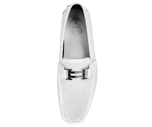Men's White Perforated Smooth Driving  Moccasin/Loafers Shoes