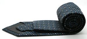 Mens Dads Classic Black/Blue Dot Pattern Business Casual Necktie & Hanky Set M-12 - Ferrecci USA 