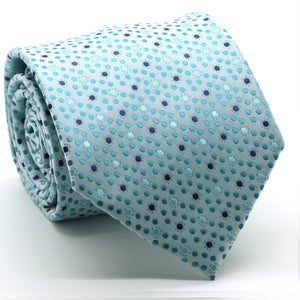 Mens Dads Classic Turquoise Dot Pattern Business Casual Necktie & Hanky Set M-4 - Ferrecci USA 