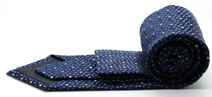 Mens Dads Classic Navy Dot Pattern Business Casual Necktie & Hanky Set M-8 - Ferrecci USA 