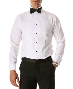 Ferrecci Men's Max White Regular Fit Wing Tip Collar Pleated Tuxedo Shirt - Ferrecci USA 