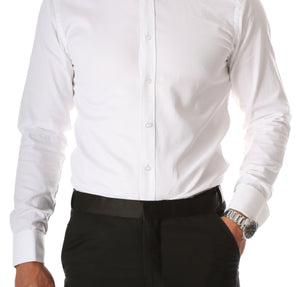Ferrecci Men's Max White Slim Fit Wing Tip Collar Pleated Tuxedo Shirt - Ferrecci USA 