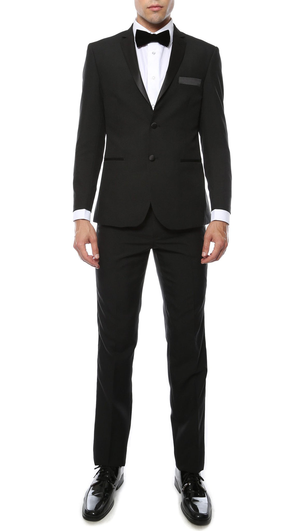 Paul Lorenzo Mens Black Slim Fit 2 Piece Tuxedo - Ferrecci USA 