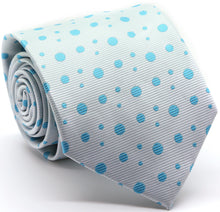 Load image into Gallery viewer, Mens Dads Classic Turquoise Circle Pattern Business Casual Necktie &amp; Hanky Set MO-6 - Ferrecci USA 
