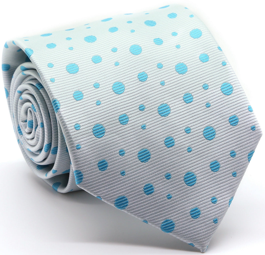Mens Dads Classic Turquoise Circle Pattern Business Casual Necktie & Hanky Set MO-6 - Ferrecci USA 