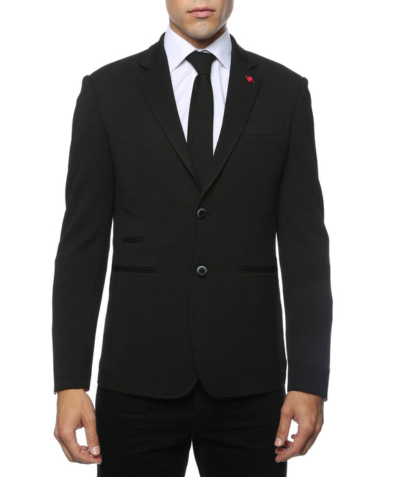 Modena Black Knit Slim Fit Blazer - Ferrecci USA 