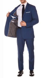Morgan Slim Fit Blue Plaid 2 Piece Suit - Ferrecci USA 