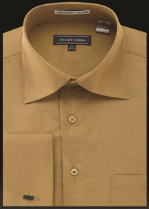 Men's French Cuff Dress Shirt Spread Collar- Mustard Gold Men's French Cuff Dress Shirt Spread Collar- Mustard Gold