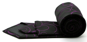 Mens Dads Classic Purple Paisley Pattern Business Casual Necktie & Hanky Set O-6 - Ferrecci USA 