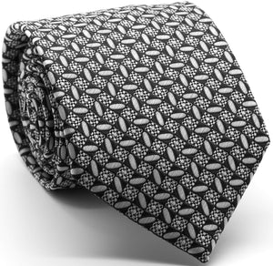 Mens Dads Classic Black Geometric Circle Pattern Business Casual Necktie & Hanky Set OO-1 - Ferrecci USA 