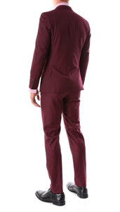 Oslo Burgundy Notch Lapel 2 Piece Slim Fit Suit - Ferrecci USA 