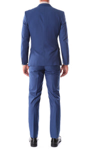 Oslo Indigo Blue Slim Fit Notch Lapel 2 Piece  Suit - Ferrecci USA 