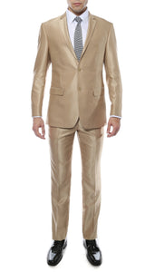 Oxford Champagne Sharkskin Slim Fit Suit - Ferrecci USA 