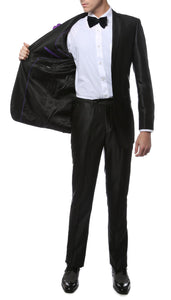 Oxford Black Sharkskin Slim Fit Suit - Ferrecci USA 
