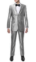 Load image into Gallery viewer, Oxford Silver Sharkskin Slim Fit Suit - Ferrecci USA 
