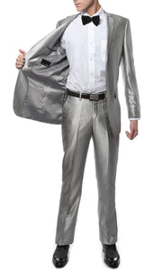 Oxford Silver Sharkskin Slim Fit Suit - Ferrecci USA 