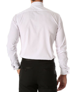 Ferrecci Men's Paris White Regular Fit Lay Down Collar Pleated Tuxedo Shirt - Ferrecci USA 
