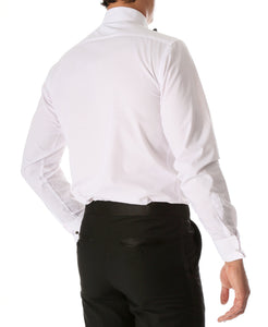 Ferrecci Men's Paris White Slim Fit Lay Down Collar Pleated Tuxedo Shirt - Ferrecci USA 