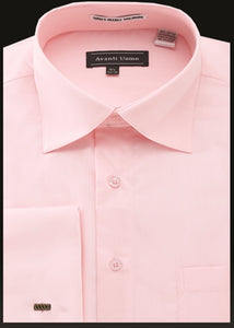 Men's French Cuff Dress Shirt Spread Collar- Color Pink