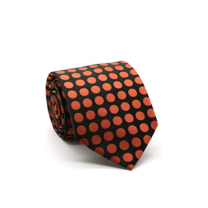 Mens Dads Classic Orange Circle Pattern Business Casual Necktie & Hanky Set PO-7 - Ferrecci USA 