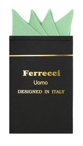 Pre-Folded Microfiber Basil Handkerchief Pocket Square - Ferrecci USA 