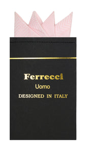 Pre-Folded Microfiber Pink Chevron Handkerchief Pocket Square - Ferrecci USA 