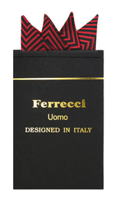 Pre-Folded Microfiber Red Chevron Handkerchief Pocket Square - Ferrecci USA 