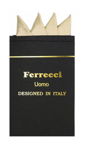 Pre-Folded Microfiber Cream Handkerchief Pocket Square - Ferrecci USA 