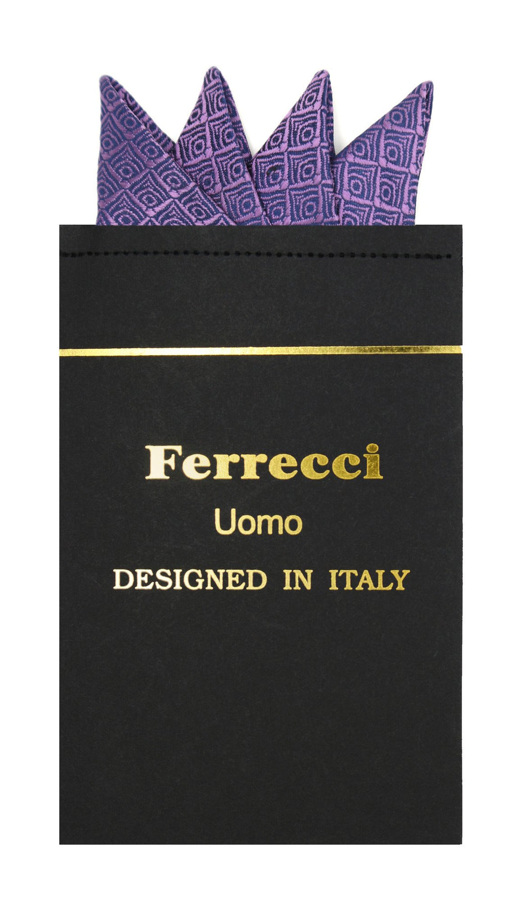 Pre-Folded Microfiber Lavender Geometric Handkerchief Pocket Square - Ferrecci USA 
