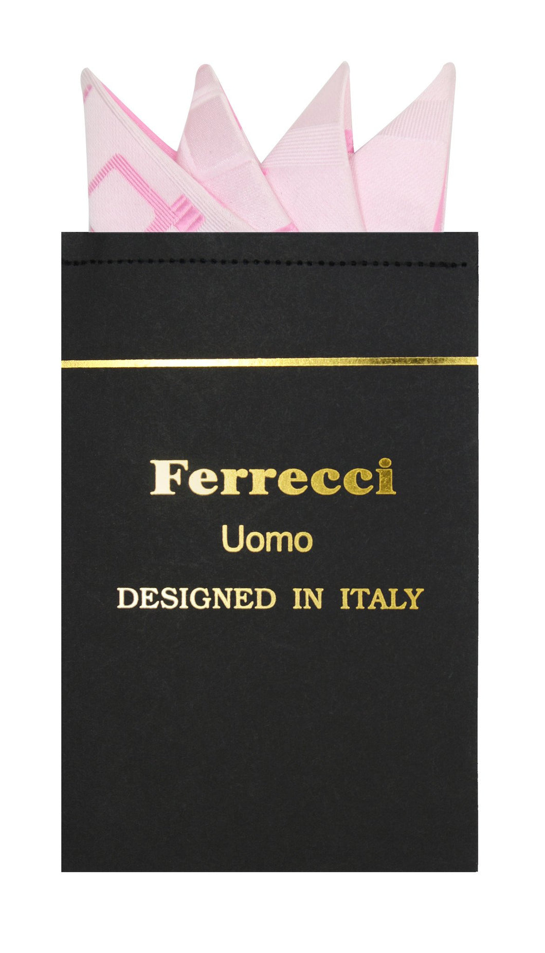 Pre-Folded Microfiber Light Pink Geometric Handkerchief Pocket Square - Ferrecci USA 