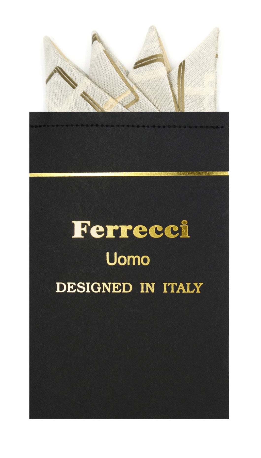 Pre-Folded Microfiber Olive Geometric Handkerchief Pocket Square - Ferrecci USA 