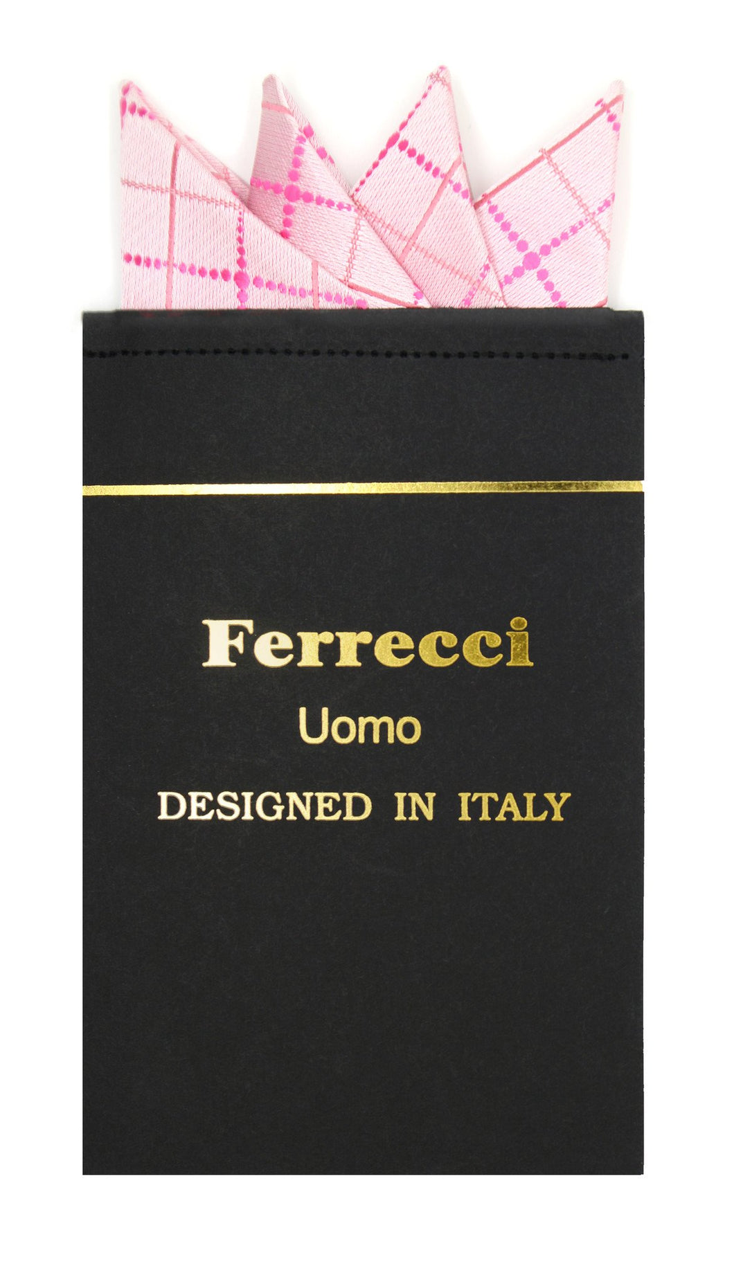 Pre-Folded Microfiber Pink Geometric Handkerchief Pocket Square - Ferrecci USA 