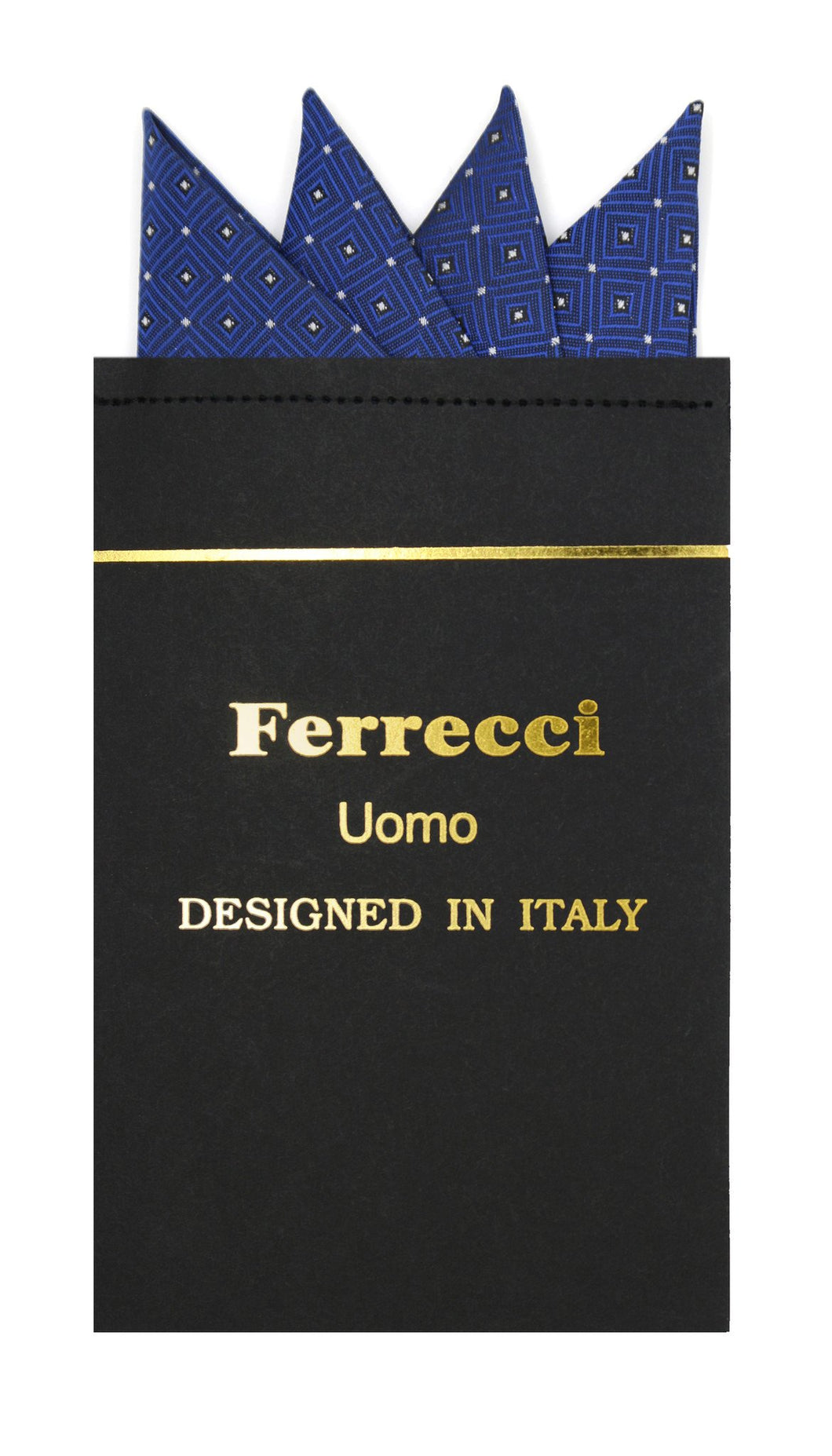 Pre-Folded Microfiber Royal Geometric Handkerchief Pocket Square - Ferrecci USA 
