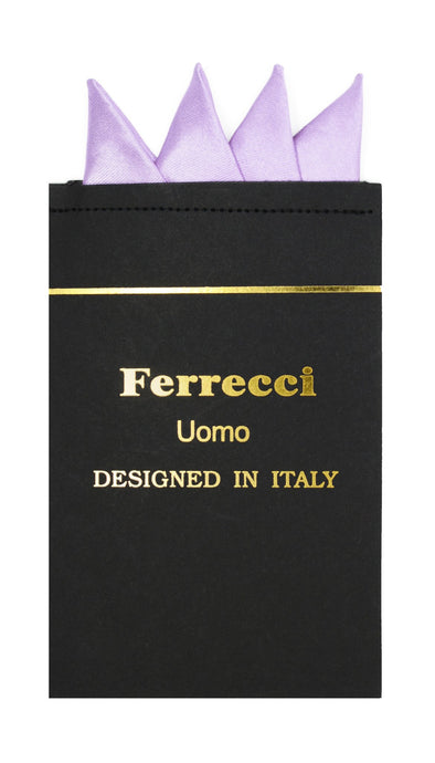 Pre-Folded Microfiber Light Lavender Handkerchief Pocket Square - Ferrecci USA 
