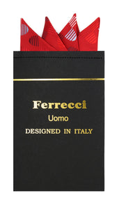 Pre-Folded Microfiber Red Polkadot Handkerchief Pocket Square - Ferrecci USA 